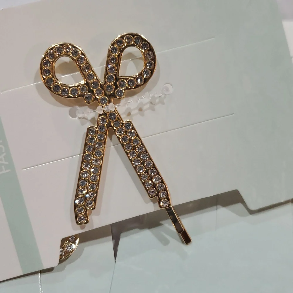 3pack bling rhinestone barber hairstylist‎ scissors shaped hair clip new
